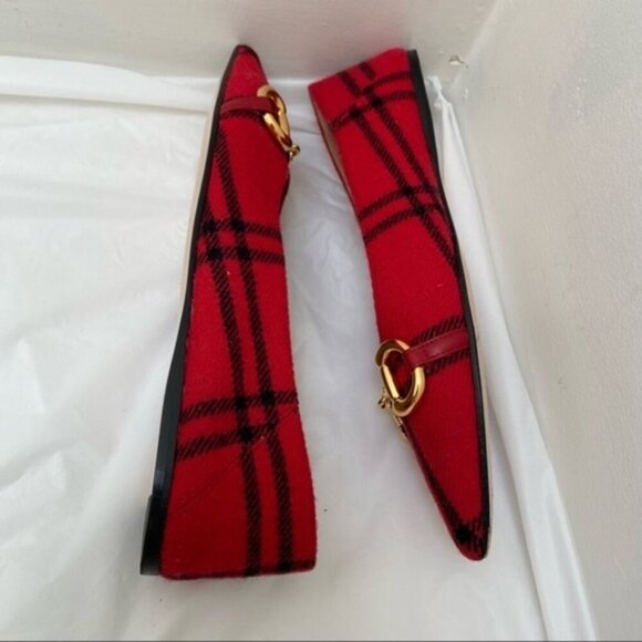 GUCCI Horsebit Check-Wool Point-Toe Ballet Flats Women Size 8.5 - Picture 6 of 12